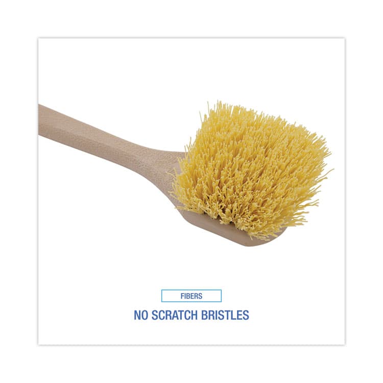 BOARDWALK Utility Brush, Cream Polypropylene Bristles, 5.5" Brush, 14.5" Tan Plastic Handle (BWK4320) thumbnail 4