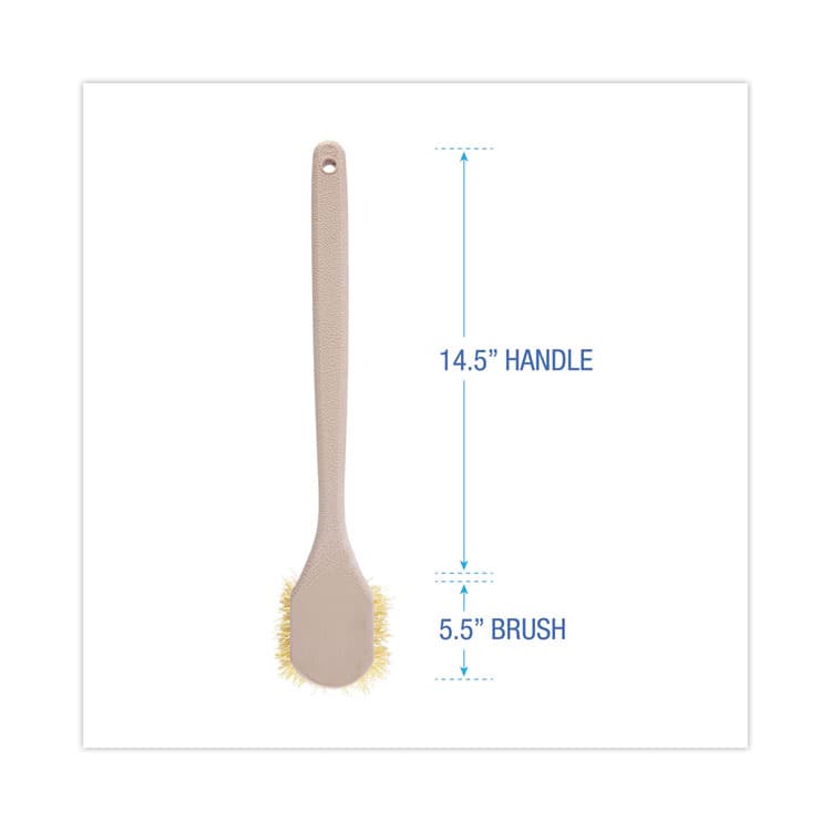 BOARDWALK Utility Brush, Cream Polypropylene Bristles, 5.5" Brush, 14.5" Tan Plastic Handle (BWK4320) thumbnail 2