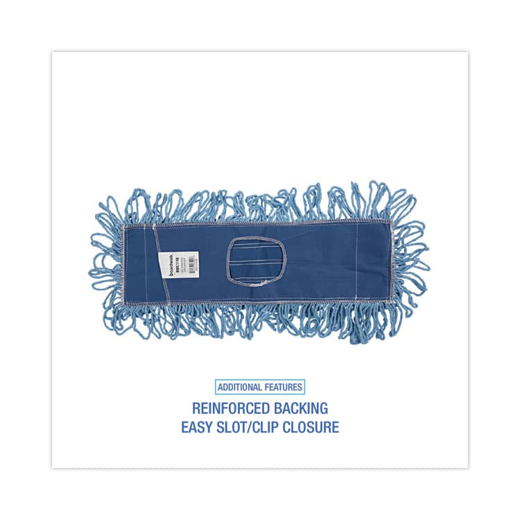 BOARDWALK Dust Mop Head, Looped-End, Cotton/Synthetic Fibers, 18 x 5, Blue (BWK1118) thumbnail 3