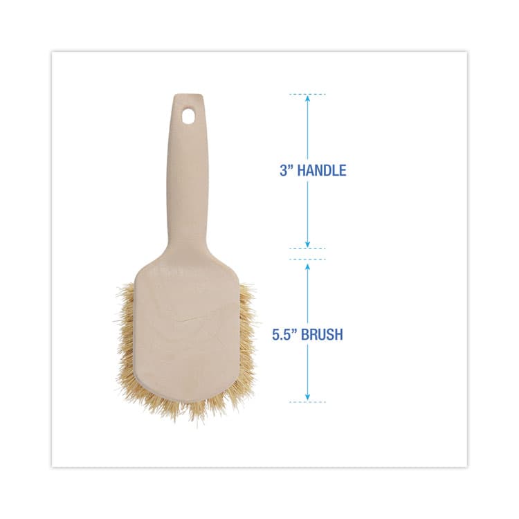 BOARDWALK Utility Brush, Cream Tampico Bristles, 5.5" Brush, 3" Tan Plastic Handle (BWK4208) thumbnail 2