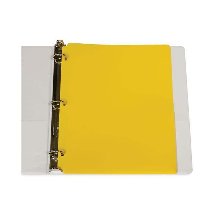 C-LINE PRODUCTS, Two-Pocket Heavyweight Poly Portfolio Folder with Three-Hole Punch, Accommodates 11 x 8.5 Sheets, Yellow, 25/Box (CLI33936BX) thumbnail 3