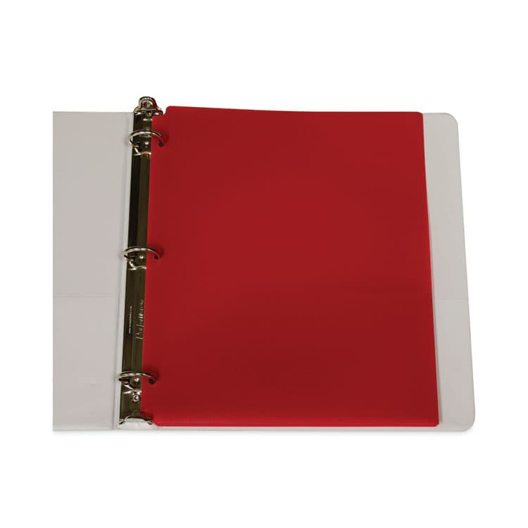 C-LINE PRODUCTS, Two-Pocket Heavyweight Poly Portfolio Folder with 3-Hole Punch, Accommodates 11 x 8.5 Sheets, Red, 25/Box (CLI33934BX) thumbnail 4