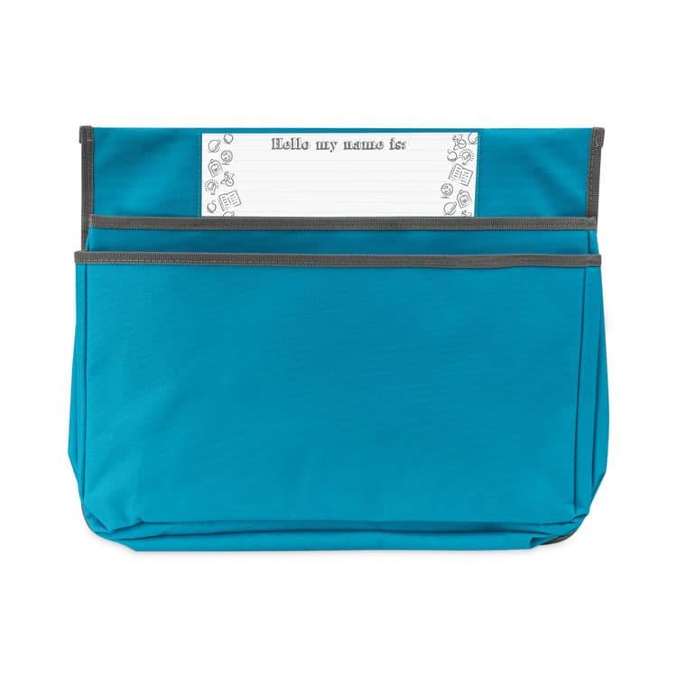 C-LINE PRODUCTS, Chair Cubbies for Most Classroom Chair Styles, Medium, 16.37" x 13.5", Fabric/Vinyl, Seaside Blue (CLI10415) thumbnail 2