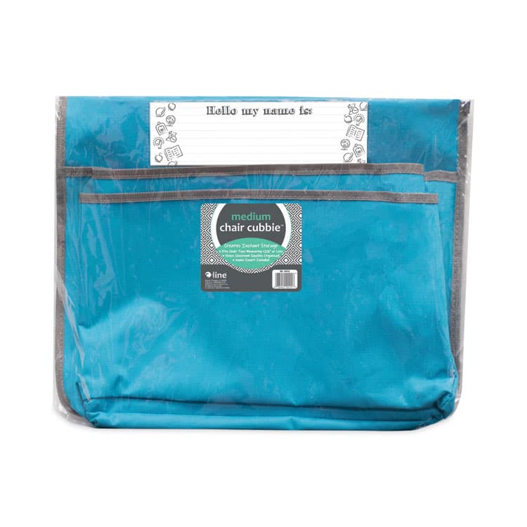 C-LINE PRODUCTS, Chair Cubbies for Most Classroom Chair Styles, Medium, 16.37" x 13.5", Fabric/Vinyl, Seaside Blue (CLI10415)