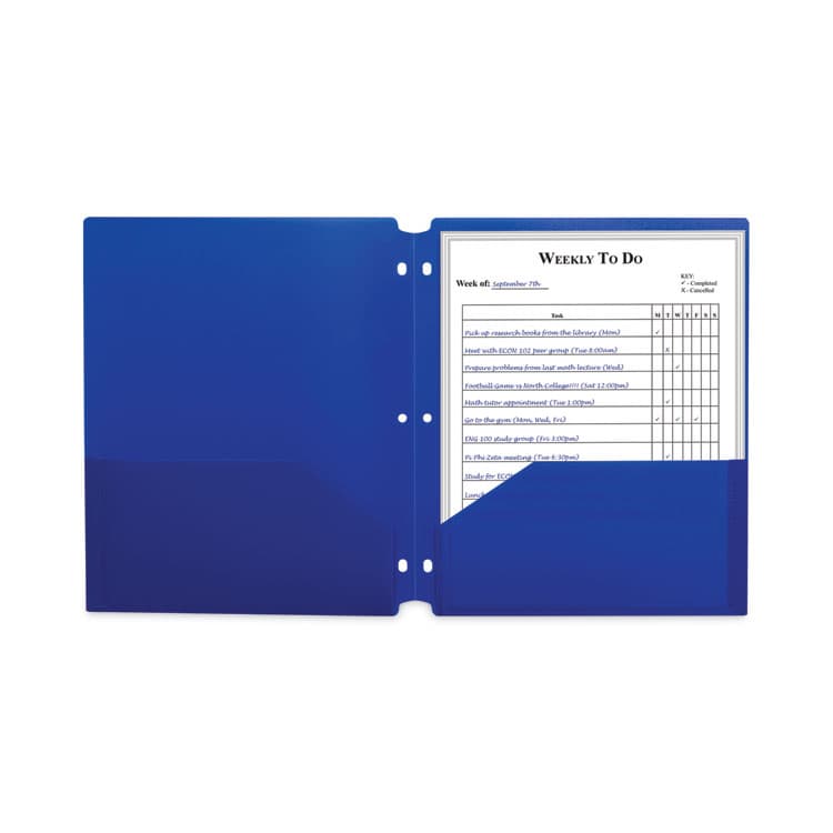 C-LINE PRODUCTS, Two-Pocket Heavyweight Poly Portfolio Folder with 3-Hole Punch, Accommodates 11 x 8.5 Sheets, Blue, 25/Box (CLI33935BX) thumbnail 4