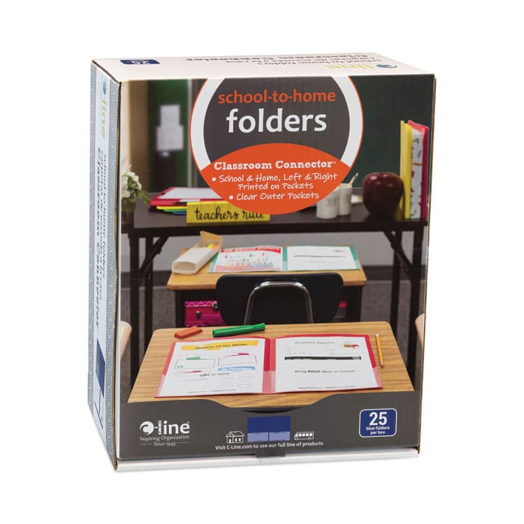 C-LINE PRODUCTS, Classroom Connector Folders, Accommodates 11 x 8.5 Sheets, Blue, 25/Box (CLI32005) thumbnail 2