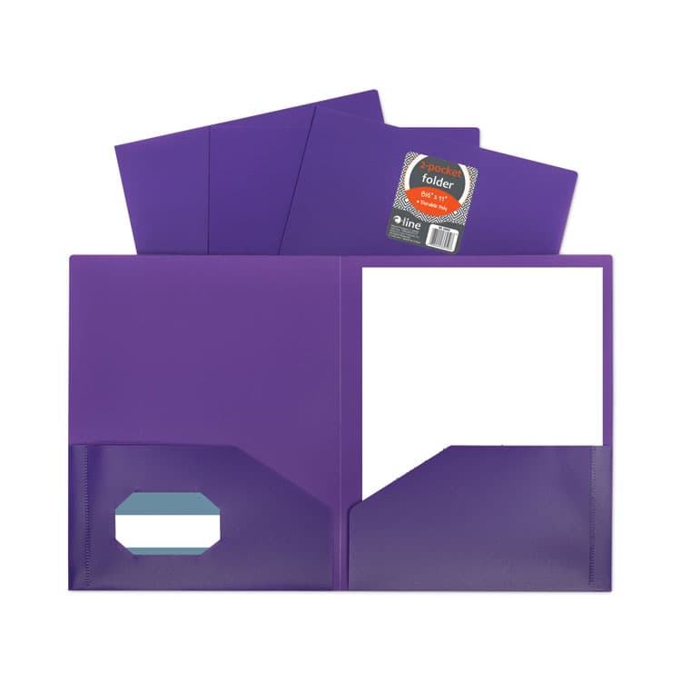 C-LINE PRODUCTS, Two-Pocket Heavyweight Poly Portfolio Folder, Accommodates 11 x 8.5 Sheets, Purple, 25/Box (CLI33959BX)