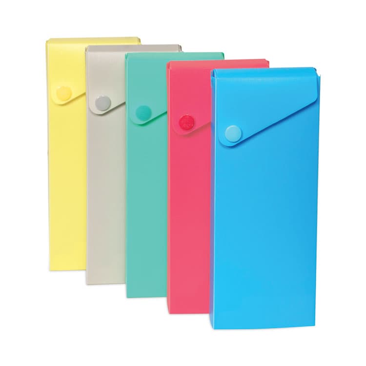 C-LINE PRODUCTS, Slider Pencil Case, 2.88" x 0.6" x 9.5" to 11.43", Assorted Colors, 24/Carton (CLI05600DS)
