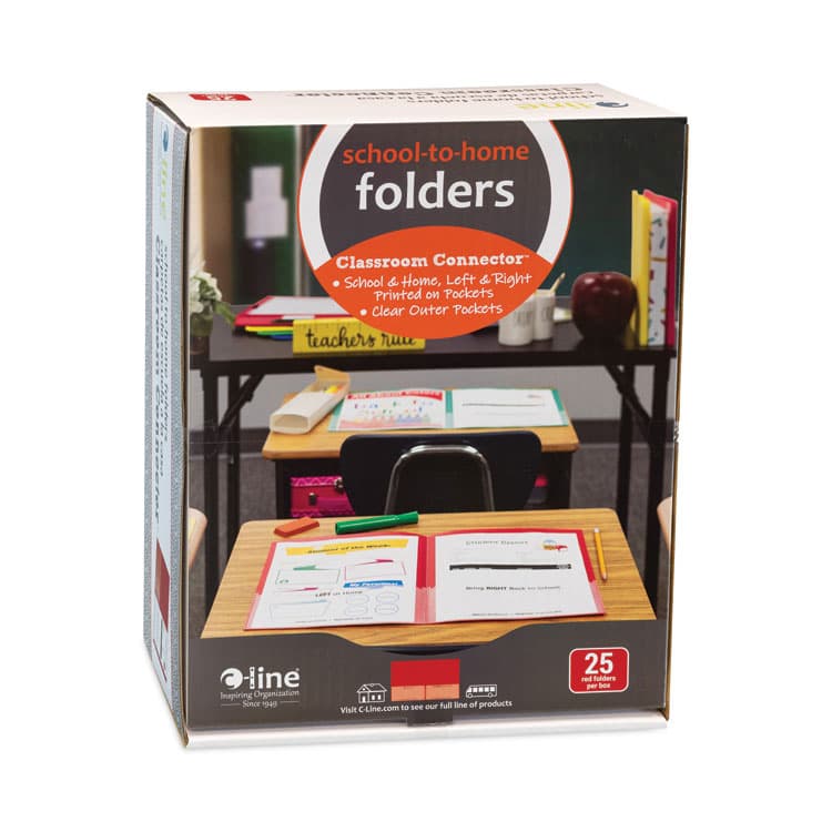 C-LINE PRODUCTS, Classroom Connector Folders, Accommodates 11 x 8.5 Sheets, Red, 25/Box (CLI32004) thumbnail 2