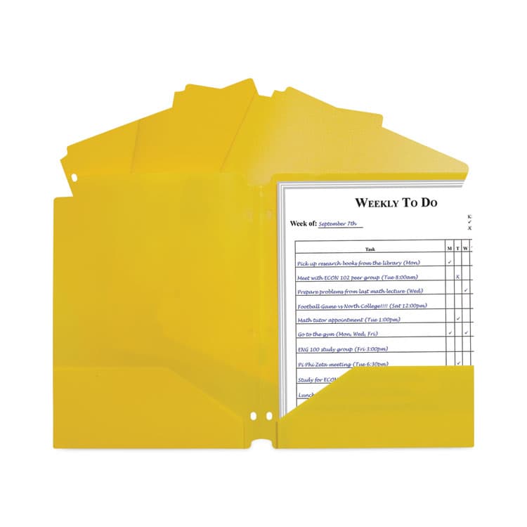 C-LINE PRODUCTS, Two-Pocket Heavyweight Poly Portfolio Folder with Three-Hole Punch, Accommodates 11 x 8.5 Sheets, Yellow, 25/Box (CLI33936BX)