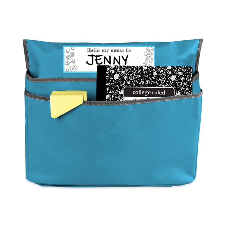 C-LINE PRODUCTS, Chair Cubbies for Most Classroom Chair Styles, Medium, 16.37" x 13.5", Fabric/Vinyl, Seaside Blue (CLI10415) thumbnail 4