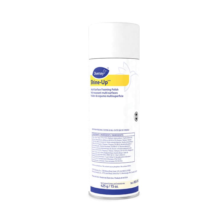 DIVERSEY Shine-UpTM/MC Multi-Surface Foaming Polish, Lemon Scent, 15 oz Aerosol Spray, 12/Carton (DVO904390) thumbnail 3