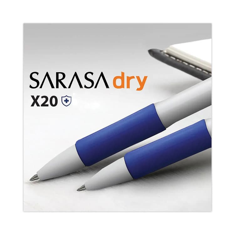 ZEBRA PEN CORP. Sarasa Dry X20+ Gel Pen with Antimicrobial Product Protection, Retractable, Fine 0.7 mm, Blue Ink, White/Blue Barrel, Dozen (ZEB41620) thumbnail 4