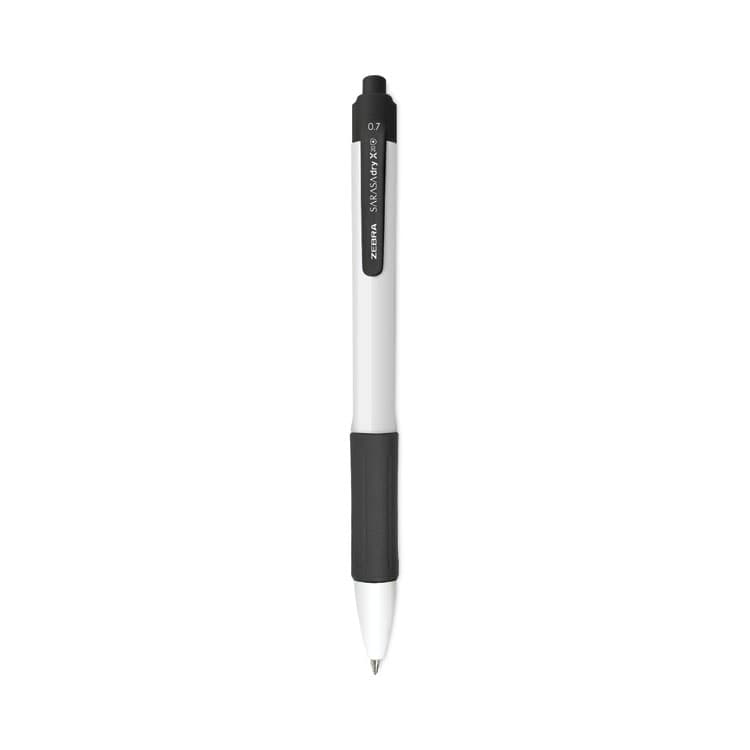 ZEBRA PEN CORP. Sarasa Dry X20+ Gel Pen with Antimicrobial Product Protection, Retractable, Fine 0.7 mm, Black Ink, White/Black Barrel, Dozen (ZEB41610)