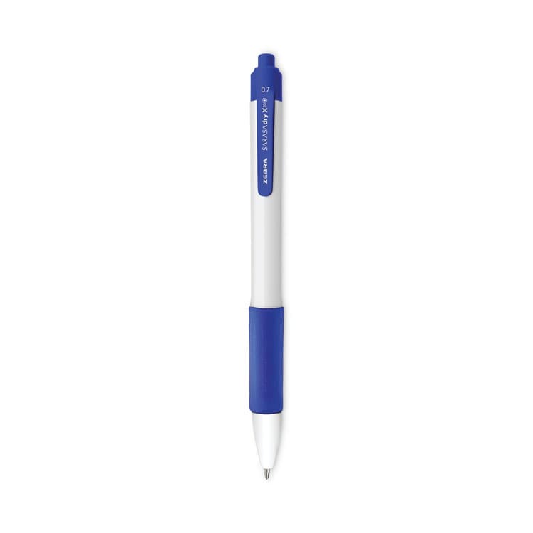 ZEBRA PEN CORP. Sarasa Dry X20+ Gel Pen with Antimicrobial Product Protection, Retractable, Fine 0.7 mm, Blue Ink, White/Blue Barrel, Dozen (ZEB41620)