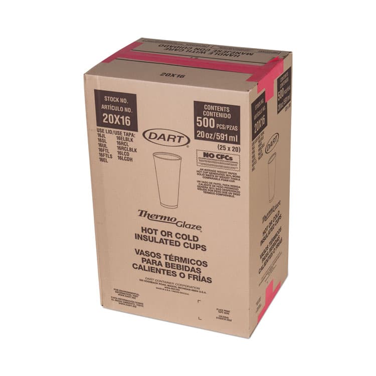 DART Cafe G Foam Hot/Cold Cups, 20 oz, Brown/Red/White, 500/Carton (DCC20X16G) thumbnail 2