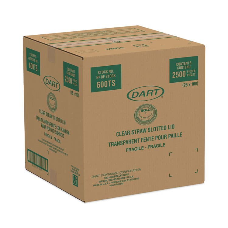 DART Straw-Slot Cold Cup Lids, Fits 10 oz Cold Cups, Plastic, Clear, 100/Pack, 25 Packs/Carton (DCC600TS) thumbnail 4