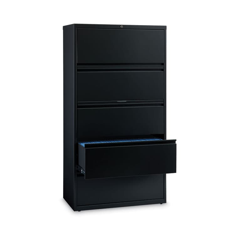 HIRSH INDUSTRIES SPACE SOLUTIONS Lateral File Cabinet, 5 Letter/Legal/A4-Size File Drawers, Black, 36 x 18.62 x 67.62 (HID14992) thumbnail 2