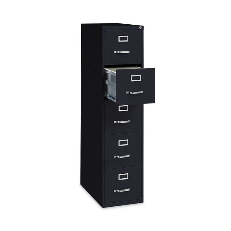 ALERA Five-Drawer Economy Vertical File, Letter-Size File Drawers, 15" x 26.5" x 61.37", Black (ALEHVF1562BL) thumbnail 3