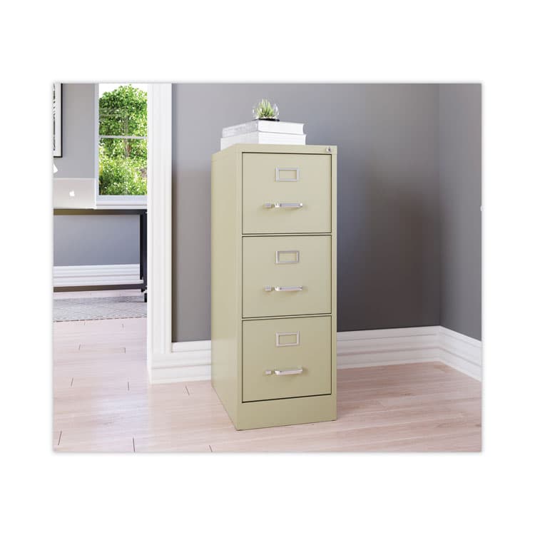 ALERA Three-Drawer Economy Vertical File, Letter-Size File Drawers, 15" x 22" x 40.19", Putty (ALEHVF1541PY) thumbnail 4