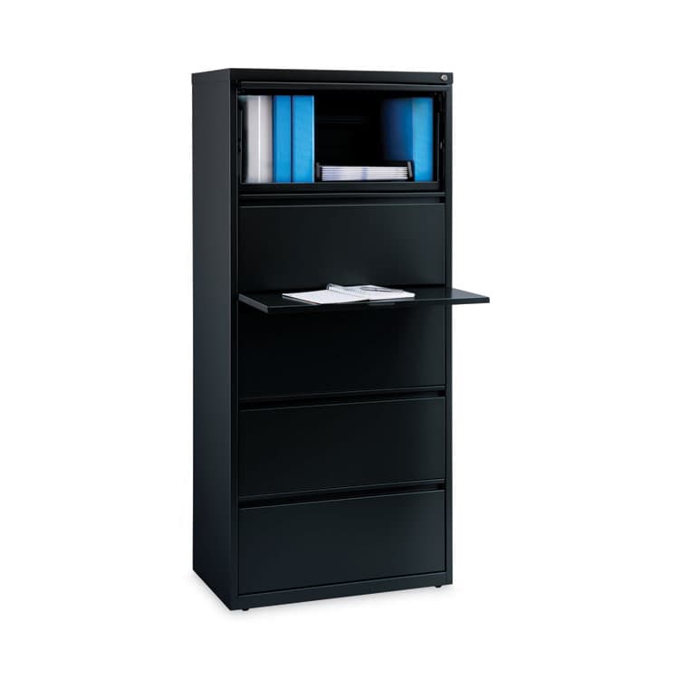 ALERA Lateral File, Five Legal/Letter/A4-Size File Drawers, 30" x 18.62" x 67.62", Black (ALEHLF3067BL) thumbnail 4