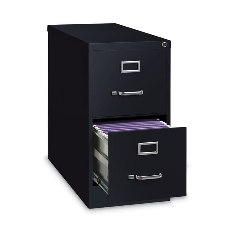 ALERA Two-Drawer Economy Vertical File, Letter-Size File Drawers, 15" x 26.5" x 28.37", Black (ALEHVF152629BL) thumbnail 2