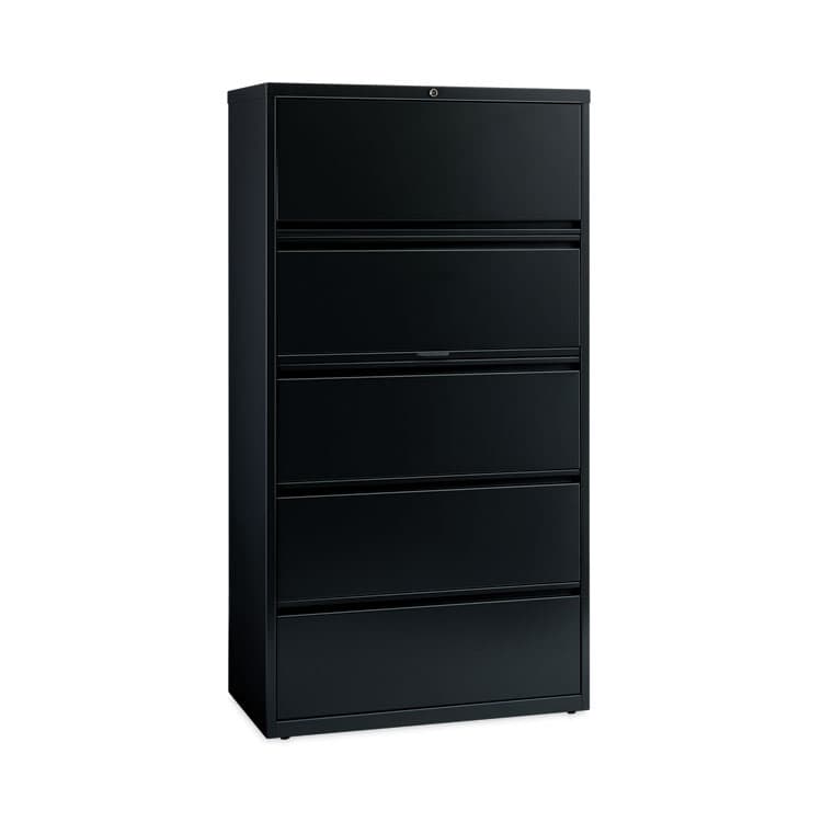 HIRSH INDUSTRIES SPACE SOLUTIONS Lateral File Cabinet, 5 Letter/Legal/A4-Size File Drawers, Black, 36 x 18.62 x 67.62 (HID14992)