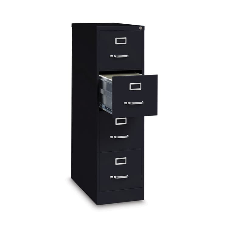 ALERA Four-Drawer Economy Vertical File, Letter-Size File Drawers, 15" x 26.5" x 52", Black (ALEHVF152652BL) thumbnail 4