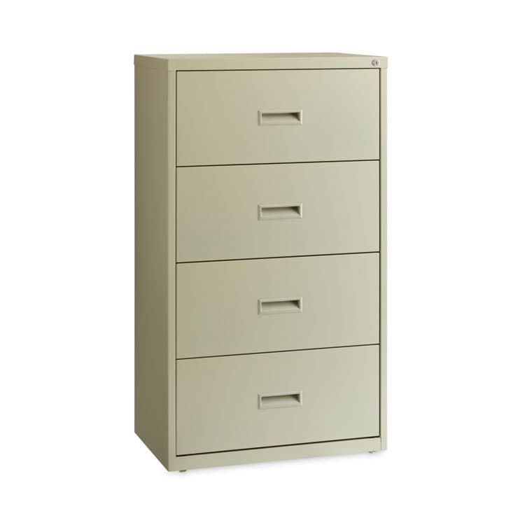 HIRSH INDUSTRIES SPACE SOLUTIONS Lateral File Cabinet, 4 Letter/Legal/A4-Size File Drawers, Putty, 30 x 18.62 x 52.5 (HID14956)