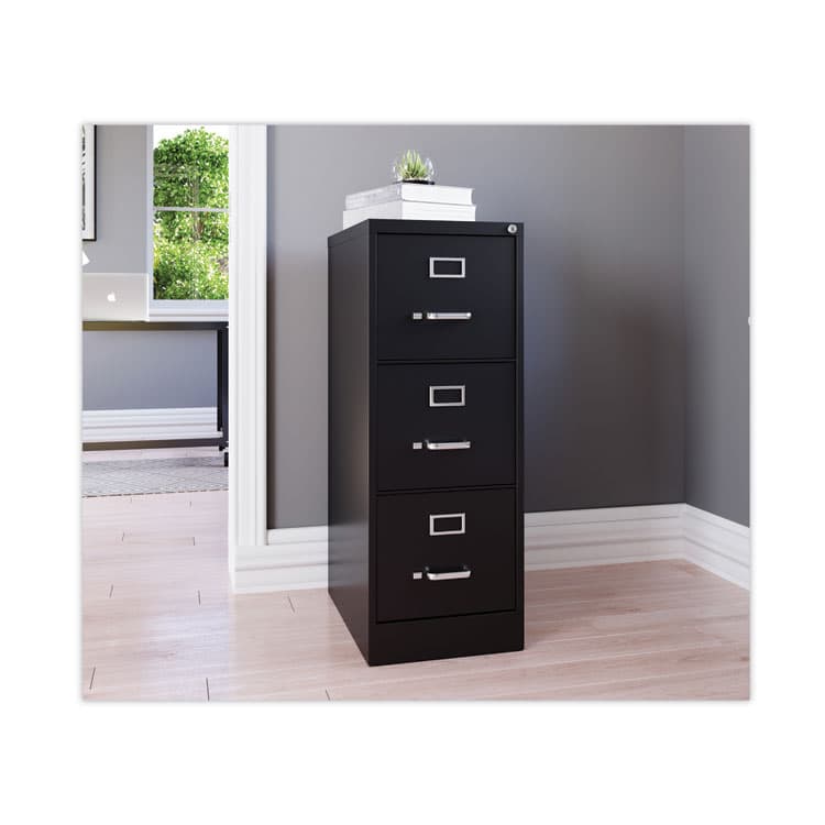 ALERA Three-Drawer Economy Vertical File, Letter-Size File Drawers, 15" x 22" x 40.19", Black (ALEHVF1541BL) thumbnail 3