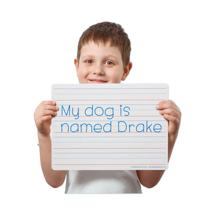 FLIPSIDE PRODUCTS Two-Sided Red/Blue Ruled Dry Erase Board, 12" x 9", White Surface, 24/Pack (FLP12034) thumbnail 3