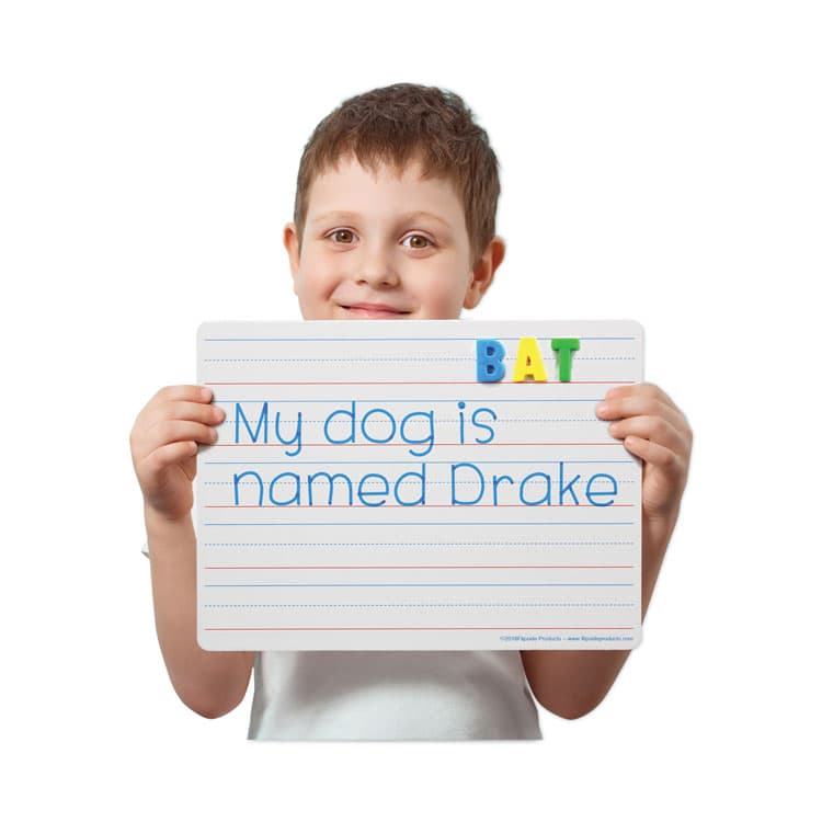 FLIPSIDE PRODUCTS Magnetic Two-Sided Red/Blue Ruled Dry Erase Board, 12" x 9", White Surface, 12/Pack (FLP10176) thumbnail 3