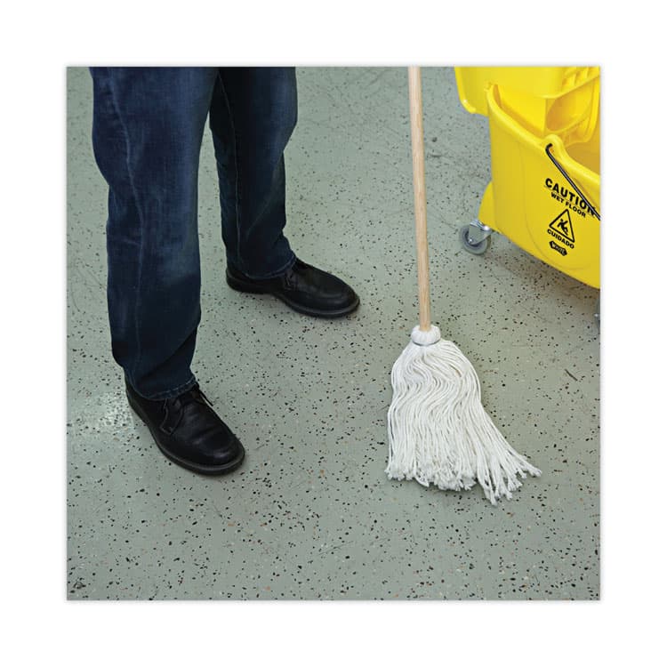 BOARDWALK Handle/Deck Mops, #16 White Rayon Head, 48" Natural Wood Handle (BWK116R) thumbnail 4