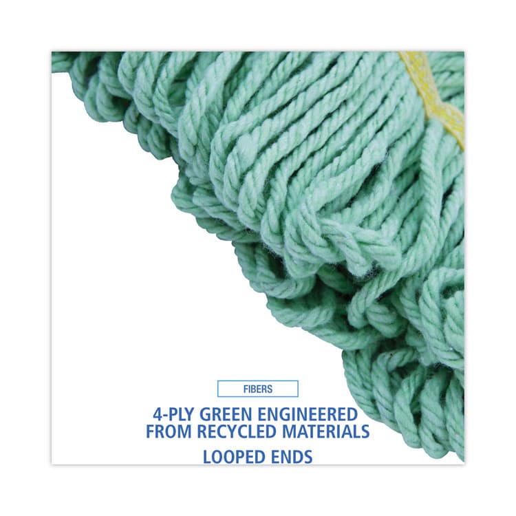 BOARDWALK EcoMop Looped-End Mop Head, Recycled Fibers, Large Size, Green, 12/Carton (BWK1200LCT) thumbnail 4