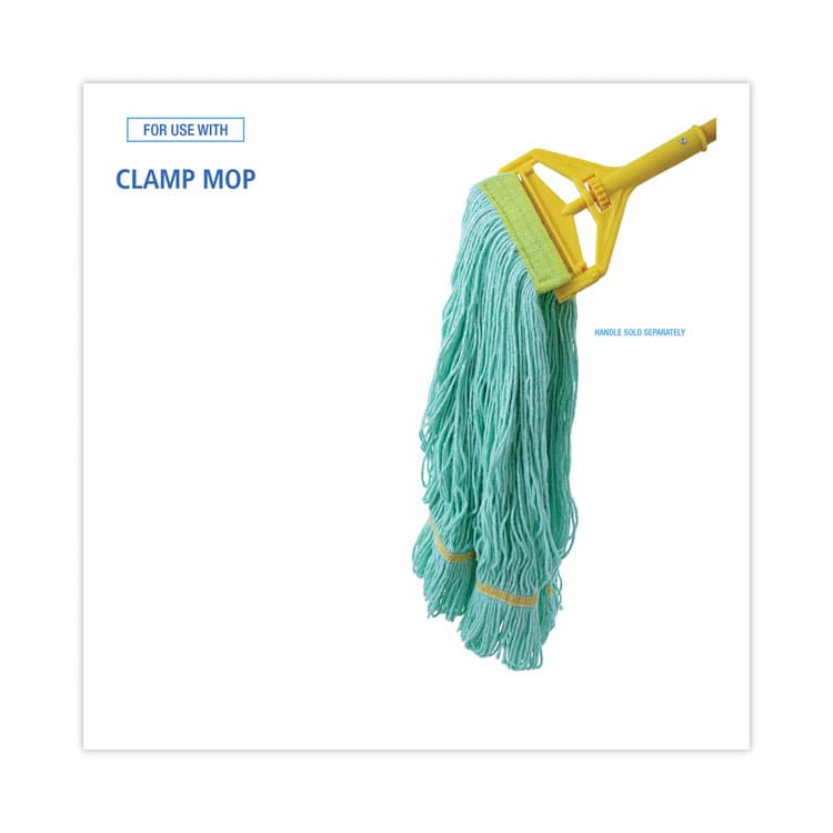 BOARDWALK EcoMop Looped-End Mop Head, Recycled Fibers, Medium Size, Green, 12/Carton (BWK1200MCT) thumbnail 3