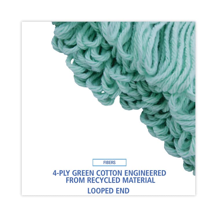 BOARDWALK EcoMop Looped-End Mop Head, Recycled Fibers, Medium Size, Green (BWK1200MEA) thumbnail 4
