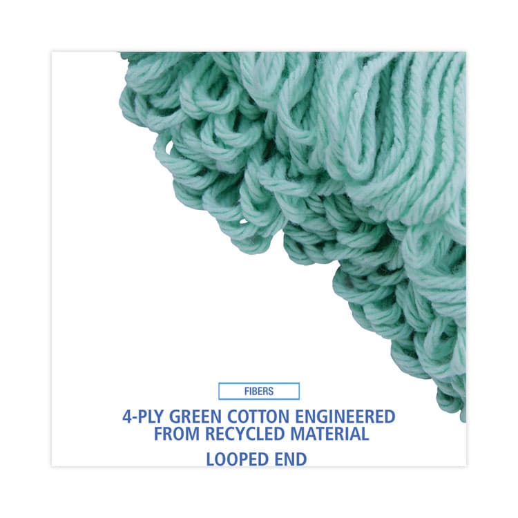 BOARDWALK EcoMop Looped-End Mop Head, Recycled Fibers, Extra Large Size, Green, 12/Carton (BWK1200XLCT) thumbnail 4