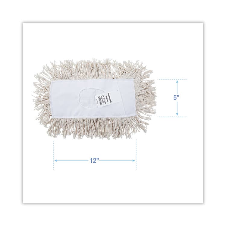 BOARDWALK Industrial Dust Mop Head, Cotton, 12 x 5, White (BWK1312) thumbnail 2