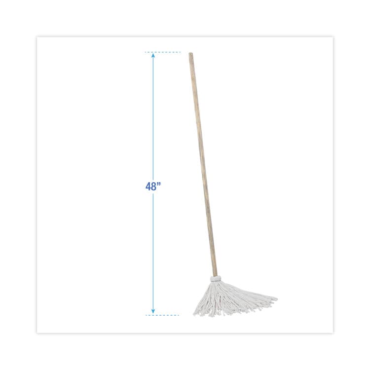 BOARDWALK Handle/Deck Mops, #12 White Rayon Head, 48" Natural Wood Handle, 6/Pack (BWK112R) thumbnail 2