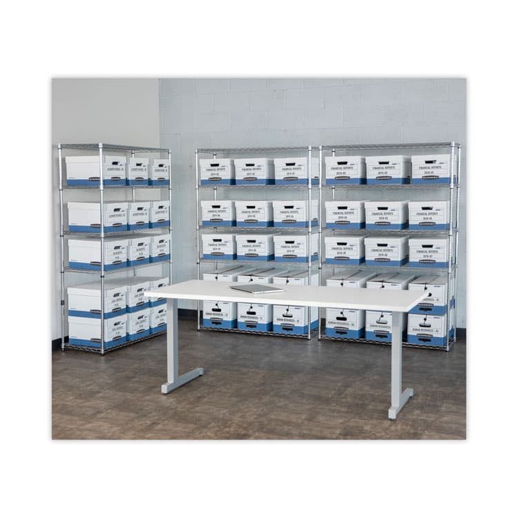 FELLOWES MFG. CO. STOR/FILE Medium-Duty Letter/Legal Storage Boxes, Letter/Legal Files, 12.75" x 16.5" x 10.5", White/Blue, 12/Carton (FEL00789) thumbnail 4