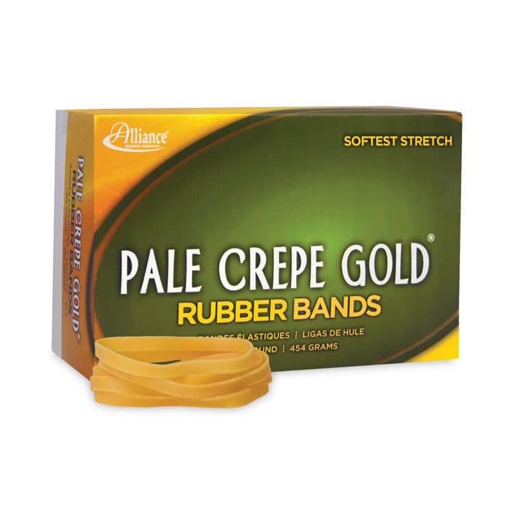 ALLIANCE RUBBER Pale Crepe Gold Rubber Bands, Size 64, 0.04" Gauge, Golden Crepe, 1 lb Box, 490/Box (ALL20645) thumbnail 2