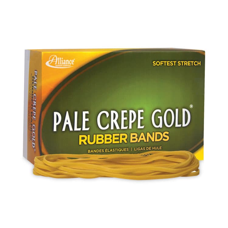 ALLIANCE RUBBER Pale Crepe Gold Rubber Bands, Size 117B, 0.06" Gauge, Golden Crepe, 1 lb Box, 300/Box (ALL21405) thumbnail 2