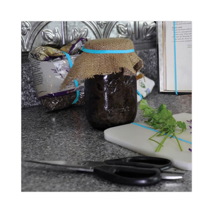 ALLIANCE RUBBER Antimicrobial Non-Latex Rubber Bands, Size 117B, 0.06" Gauge, Cyan Blue, 4 oz Box, 62/Box (ALL42179) thumbnail 2