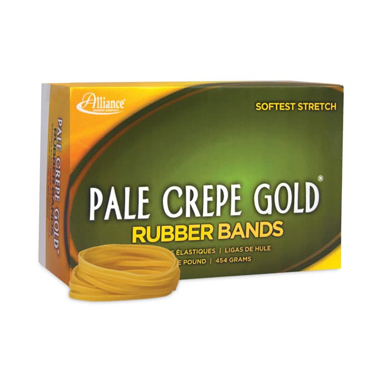 ALLIANCE RUBBER Pale Crepe Gold Rubber Bands, Size 32, 0.04" Gauge, Golden Crepe, 1 lb Box, 1,100/Box (ALL20325) thumbnail 3