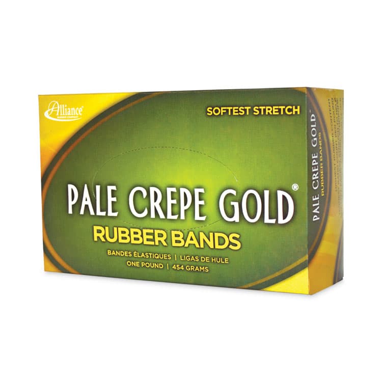 ALLIANCE RUBBER Pale Crepe Gold Rubber Bands, Size 64, 0.04" Gauge, Golden Crepe, 1 lb Box, 490/Box (ALL20645) thumbnail 3