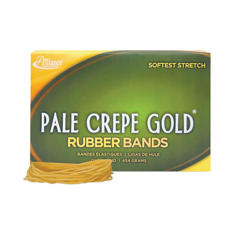 ALLIANCE RUBBER Pale Crepe Gold Rubber Bands, Size 19, 0.04" Gauge, Golden Crepe, 1 lb Box, 1,890/Box (ALL20195)