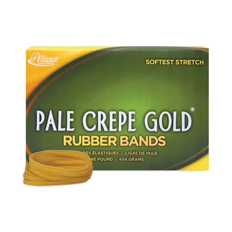 ALLIANCE RUBBER Pale Crepe Gold Rubber Bands, Size 32, 0.04" Gauge, Golden Crepe, 1 lb Box, 1,100/Box (ALL20325)