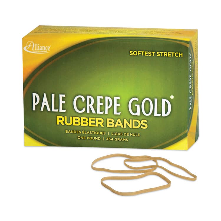 ALLIANCE RUBBER Pale Crepe Gold Rubber Bands, Size 33, 0.04" Gauge, Golden Crepe, 1 lb Box, 970/Box (ALL20335)