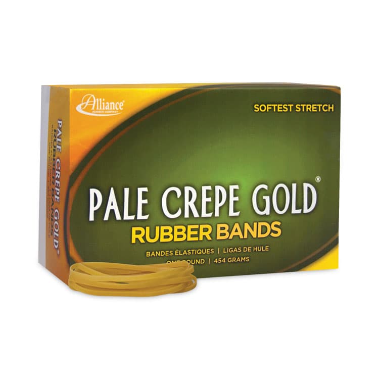 ALLIANCE RUBBER Pale Crepe Gold Rubber Bands, Size 33, 0.04" Gauge, Golden Crepe, 1 lb Box, 970/Box (ALL20335) thumbnail 2