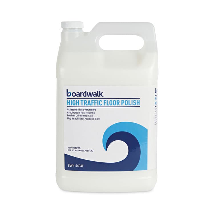 BOARDWALK High Traffic Floor Polish, Apply 3 to 5 Coats per Application, Unscented, 1 gal Bottle, 4/Carton (BWK4404F)